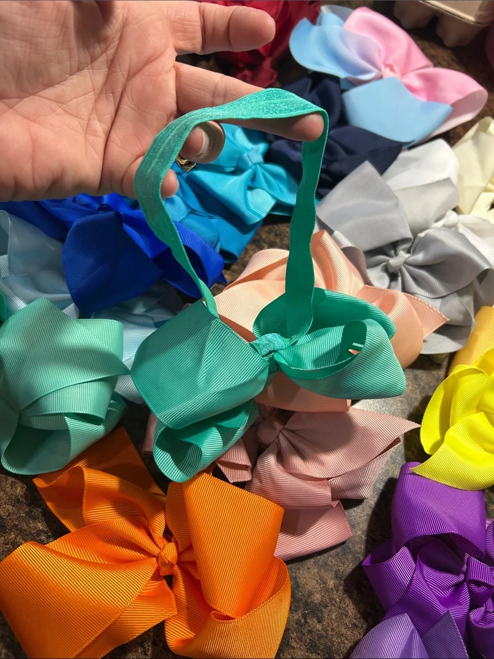 Kids Multi-Color Hair Bows 28 Pack - Assorted Satin Bow with elastic